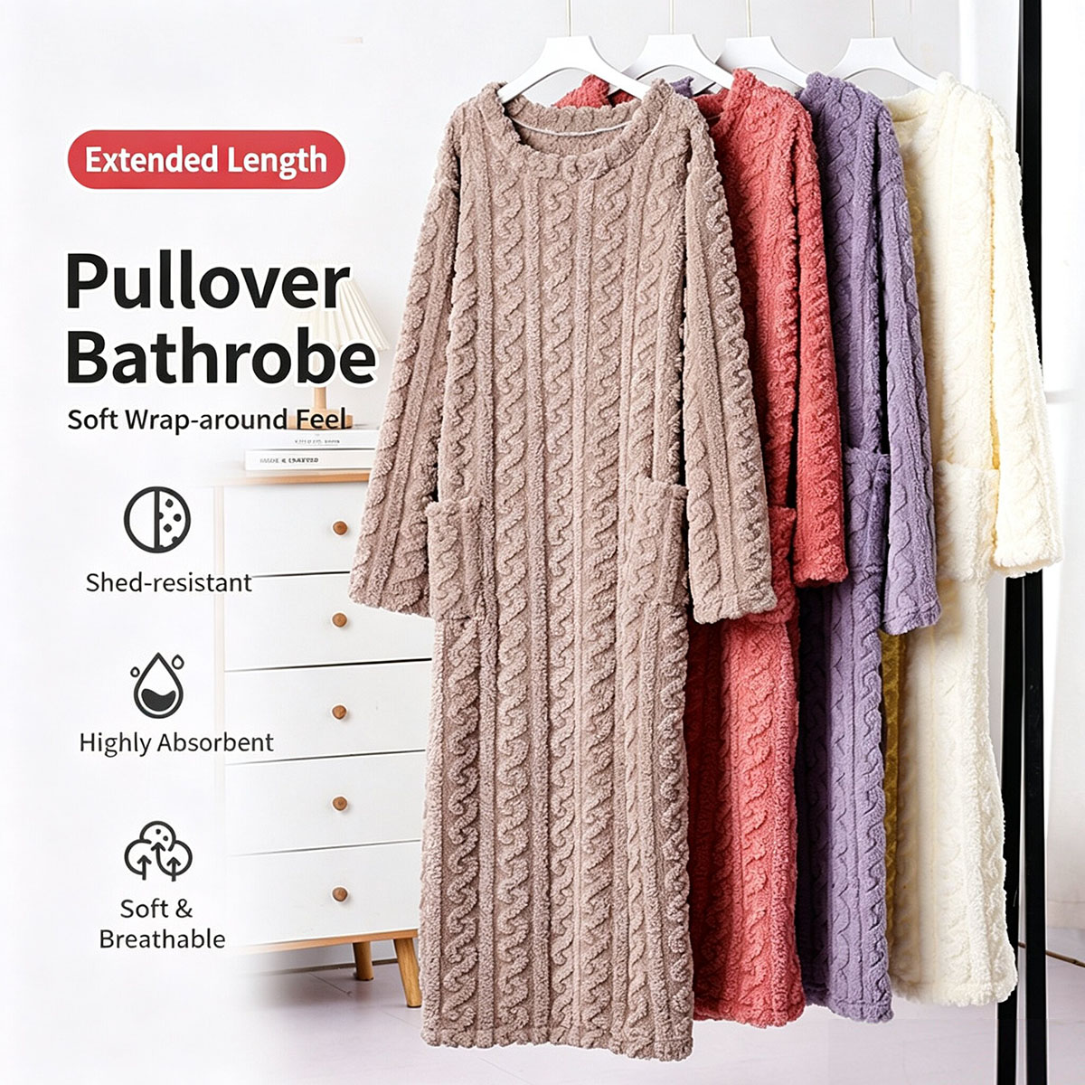 Bathrobe - Winterkoraalfluwelen nachtjapon, damesjacquard-katoenfluwelen slaapkledij, warme huiskleding,