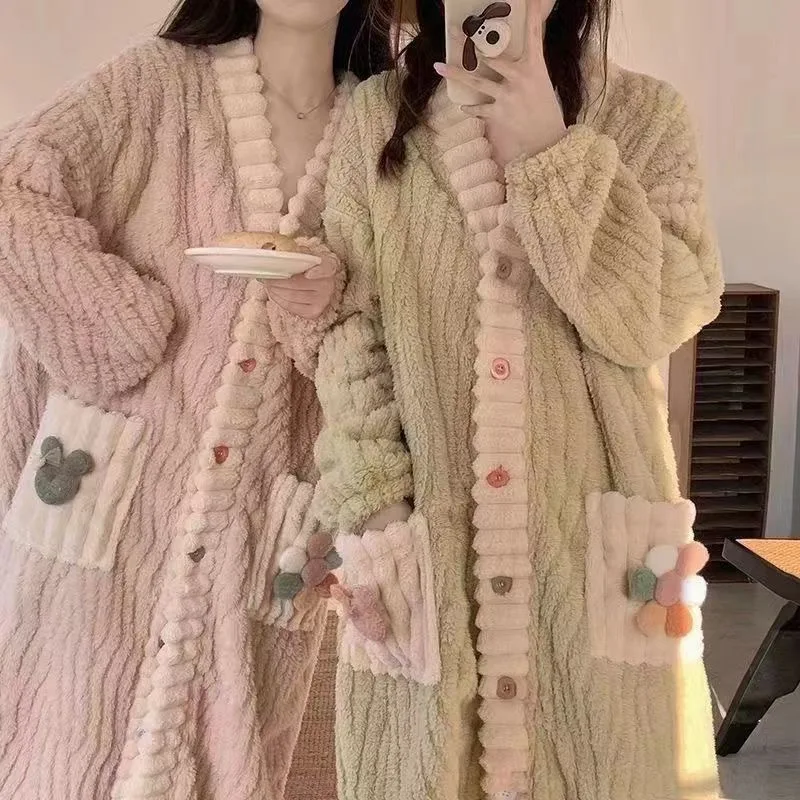 Bathrobe - Vrouwen Gewatteerde Verdikte Warme Gewaad Winter