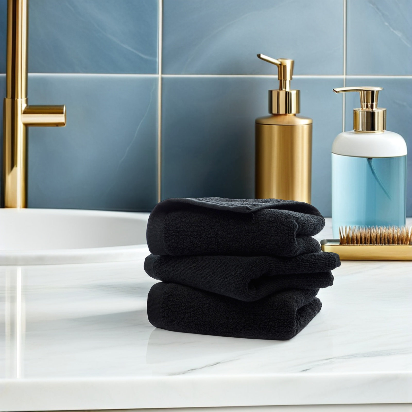 Zwarte handdoek van 35x75 cm,  - Spa Towel recensie en prijs